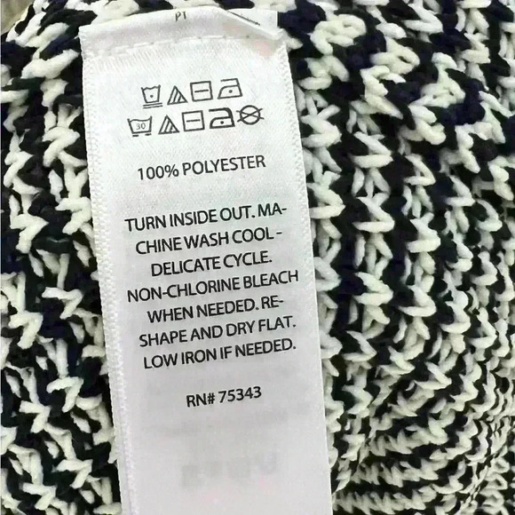 Nicole Miller Artelier Sweater Jacket with hood blue and white Large NEW - Picture 7 of 7